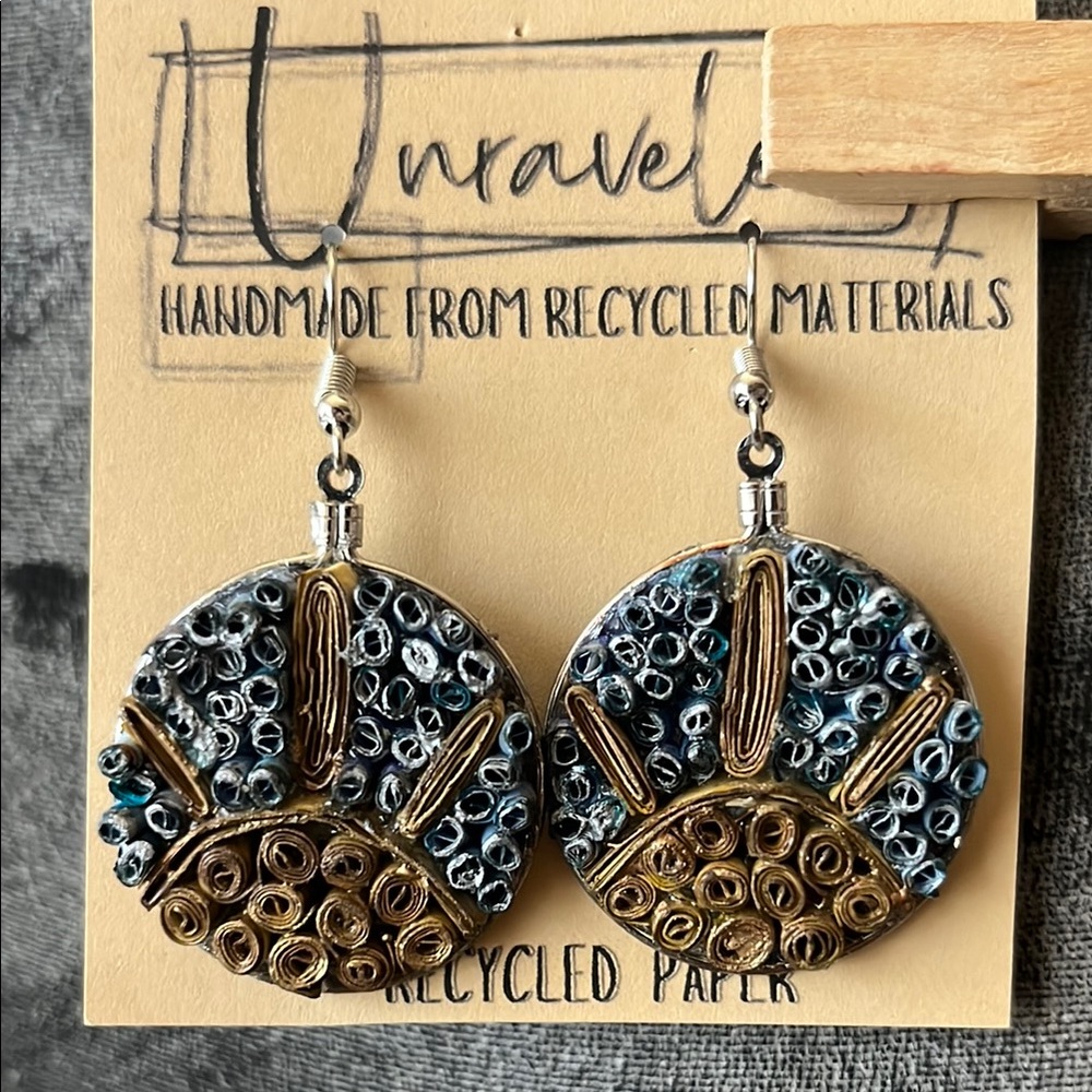 Unraveled  Silver and Gold Recycled Paper Earrings